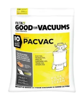 Pacvac Microfibre Vacuum Bag White - For Pacvac Backpack Vacuum x 10's pack