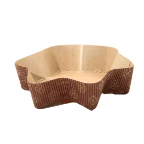 Paper Cup Cake Loaf Baking (Pack of 2) For 100 Grams Serving Tray Mould Liner 5.3x1.2 Inch / 13.5x3 CM Brown Star