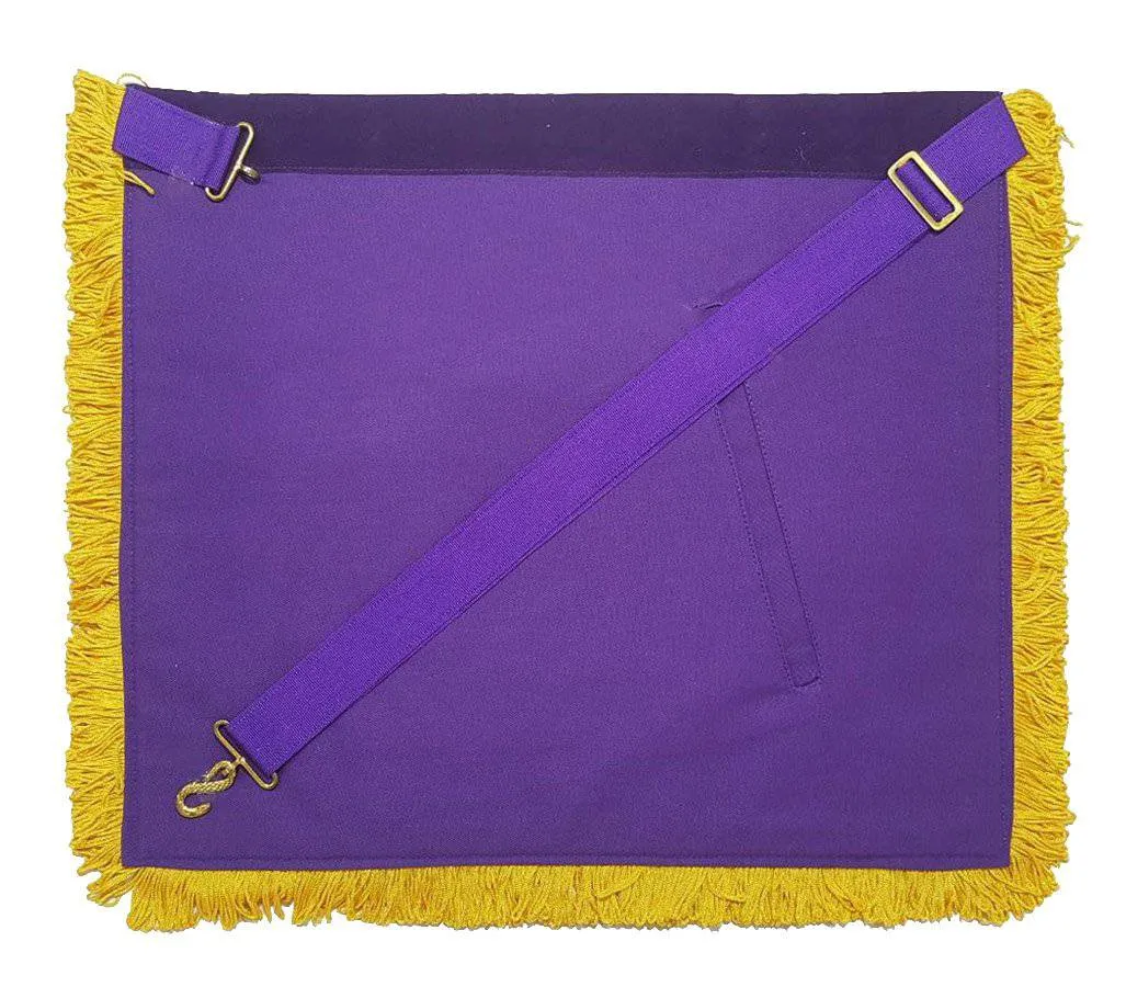 Past Master Blue Lodge Apron - Purple Velvet Gold Hand Embroidery