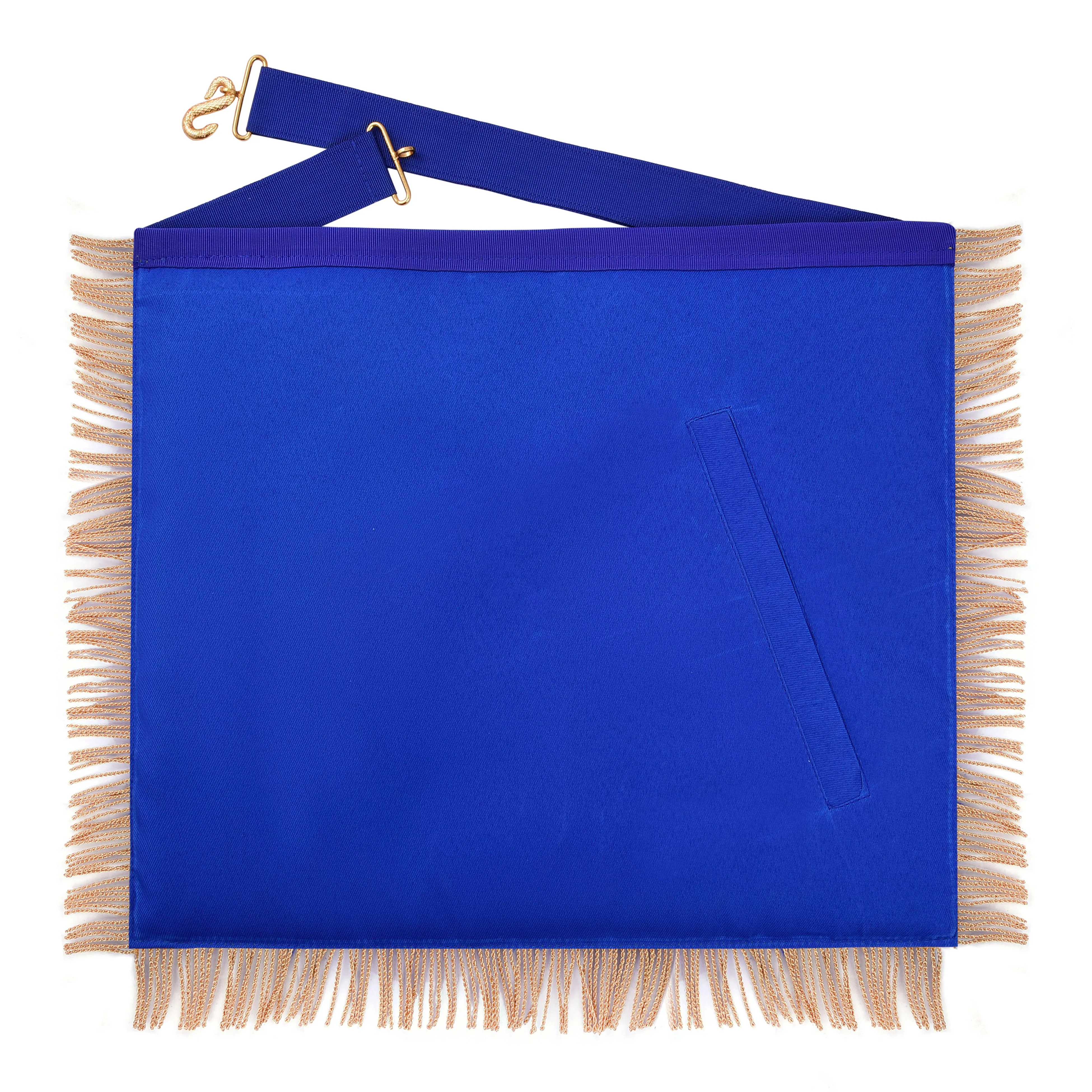 Past Master Blue Lodge California Regulation Apron - Gold Bullion With Golden Braid Fringe