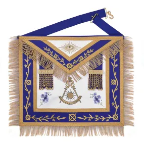 Past Master Blue Lodge California Regulation Apron - Gold Bullion With Golden Braid Fringe