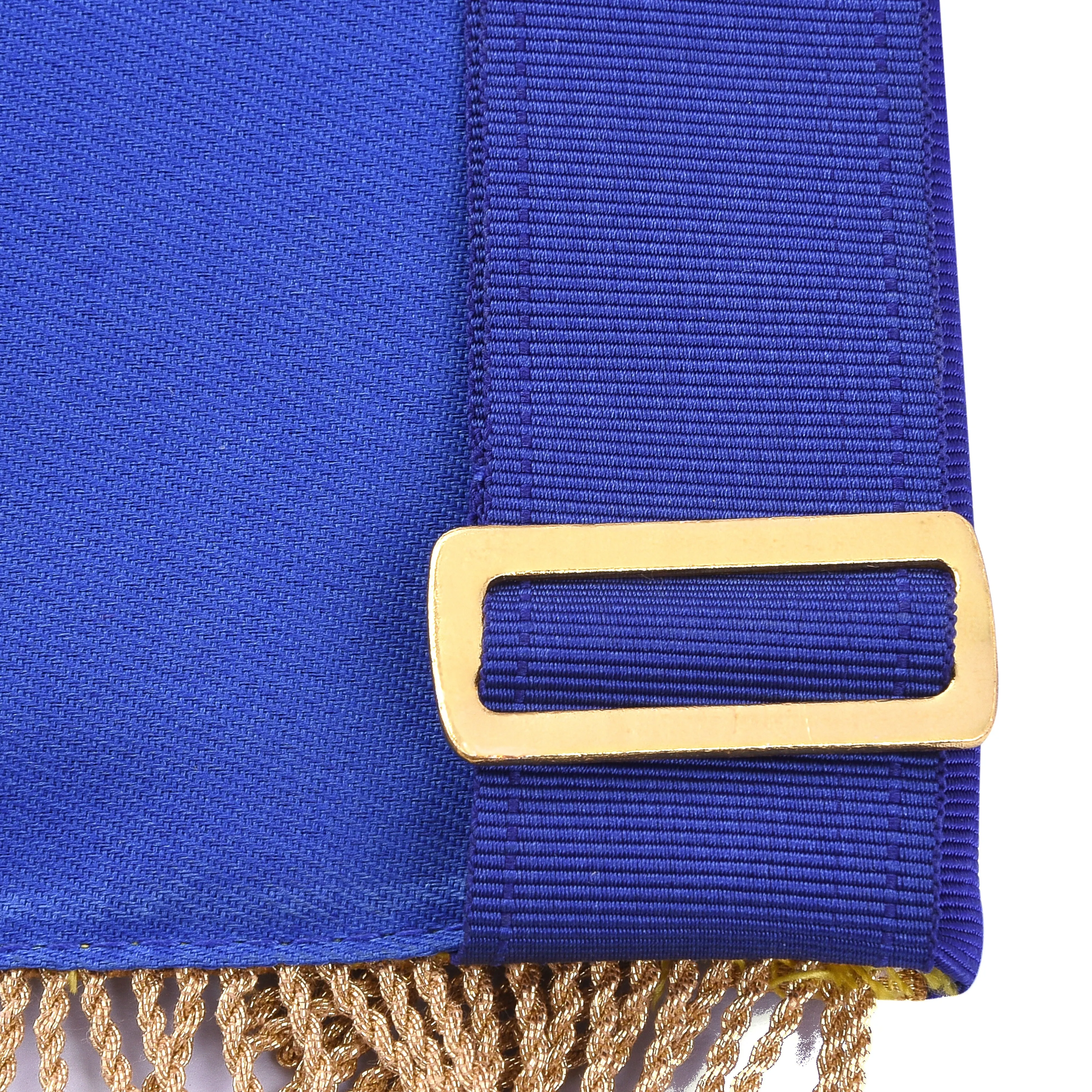 Past Master Blue Lodge California Regulation Apron - Gold Bullion With Golden Braid Fringe