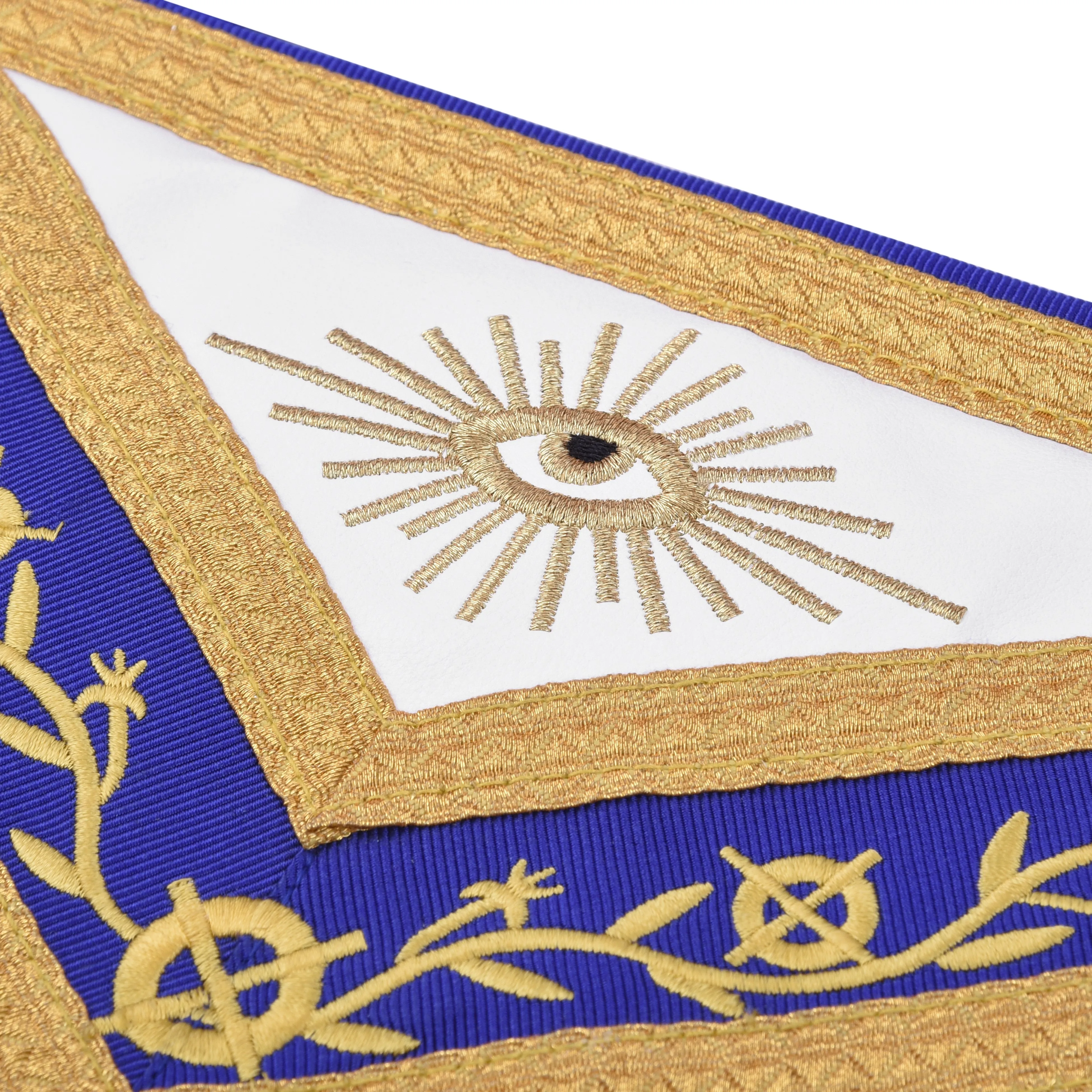 Past Master Blue Lodge California Regulation Apron - Gold Bullion With Golden Braid Fringe