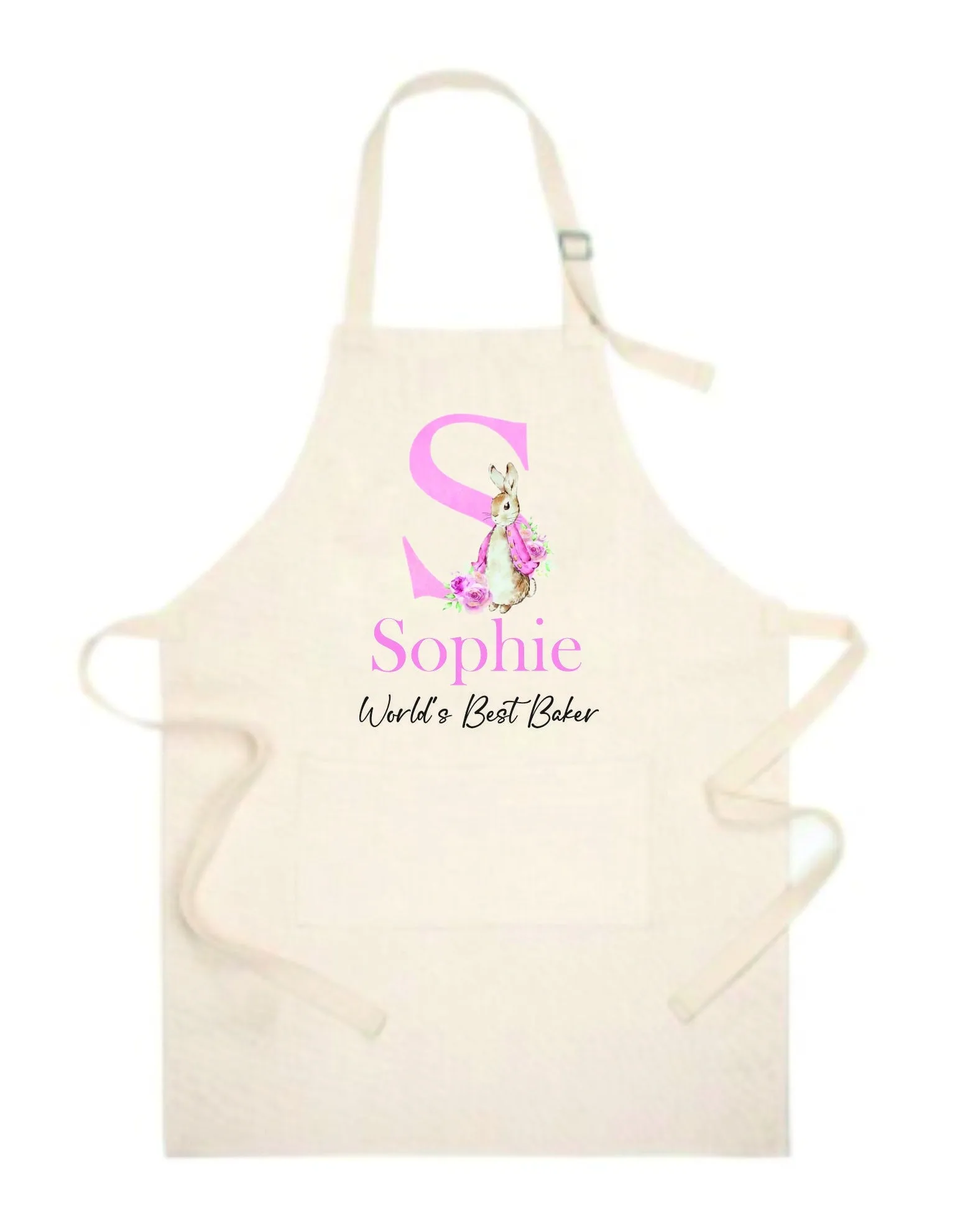 Personalised Peter Rabbit Initial Apron - Pink