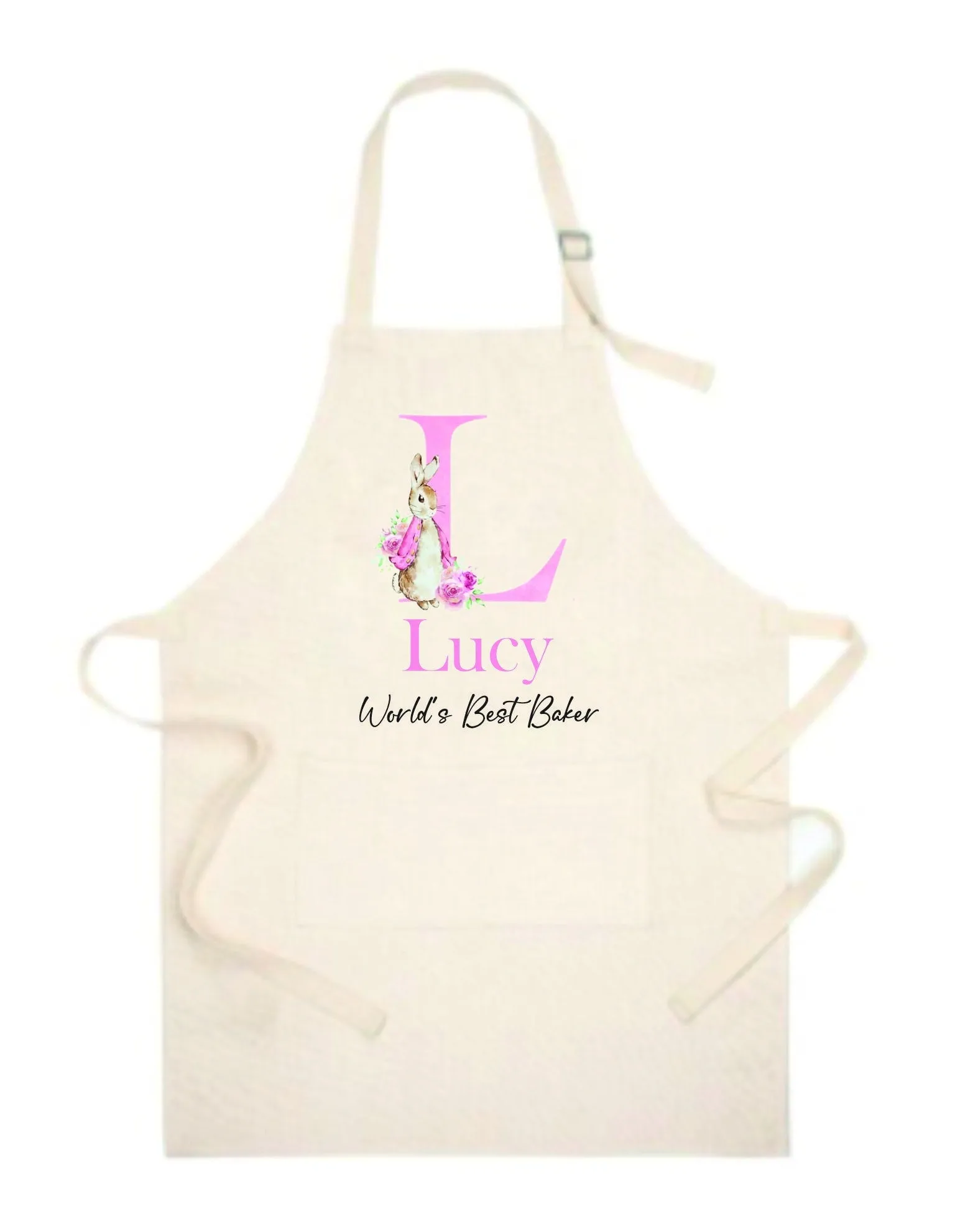 Personalised Peter Rabbit Initial Apron - Pink