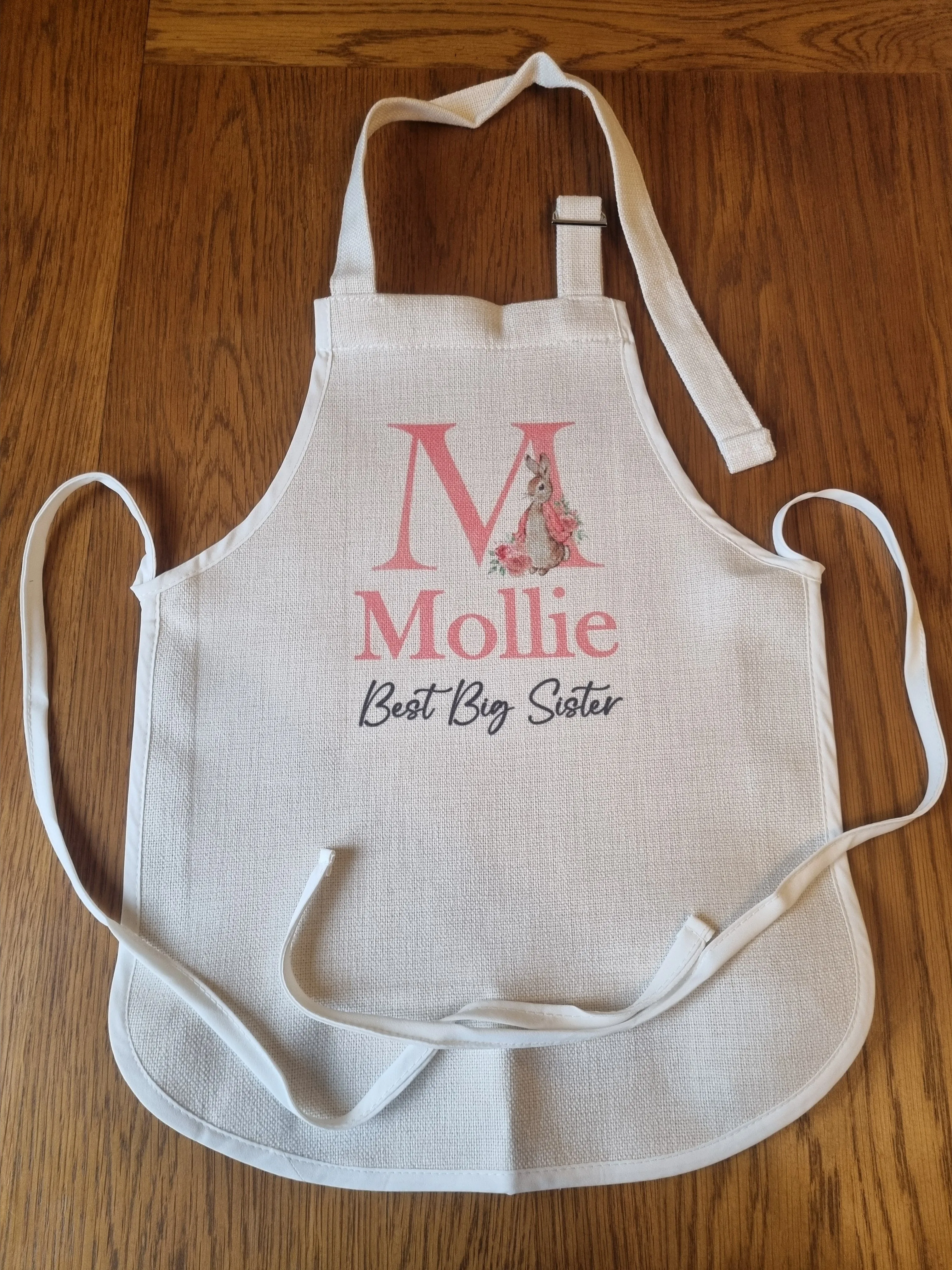 Personalised Peter Rabbit Initial Apron - Pink