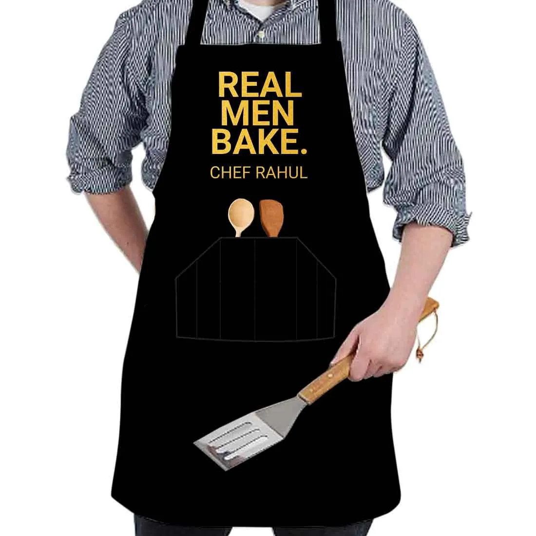 Personalized Aprons for Men With Name Baking Cooking - Add Name