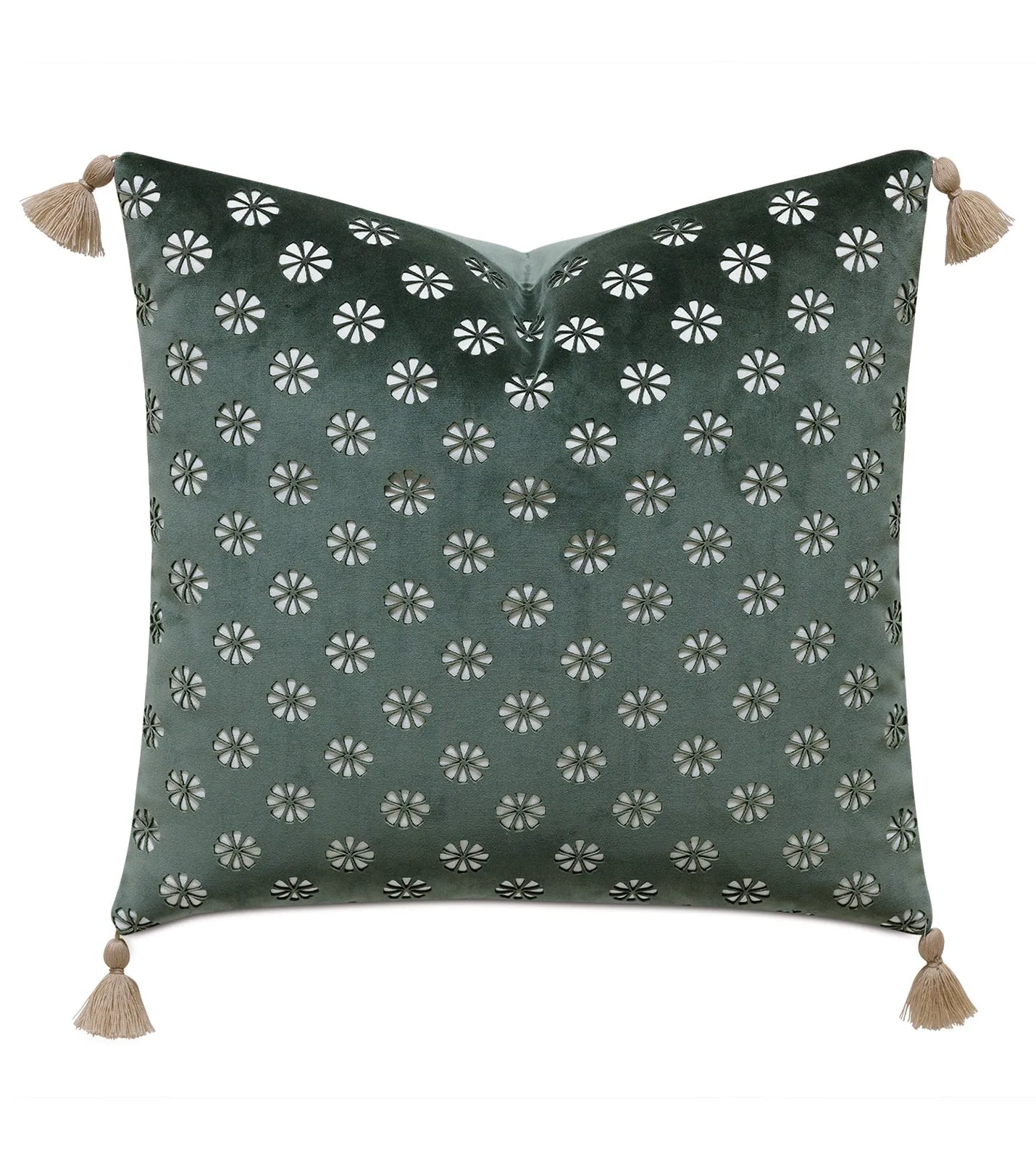 Pine Green Floral Velvet Throw Pillow Cover 20x20