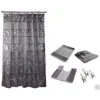 Popular Bath Sinatra Silver 18 Piece Bath Set, Includes Shower Curtain, Resin Hooks, 2 Rugs and Towel Set