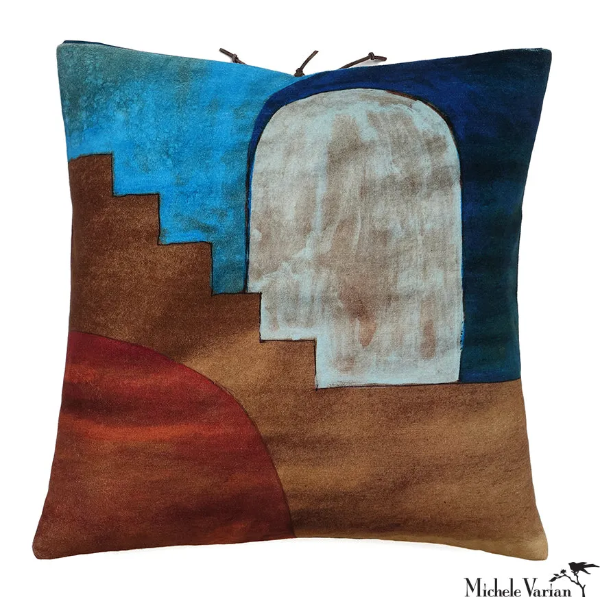 Printed Velvet Pillow Passage Aegean 20x20