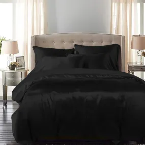 QUEEN 3-Piece Quilt Cover Set Bedspread Pillowcases - Black