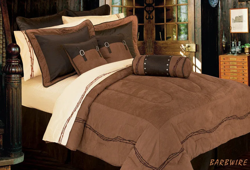 "Embroidery Barbwire Tan" 7-Pc. Western Comforter Set Super King