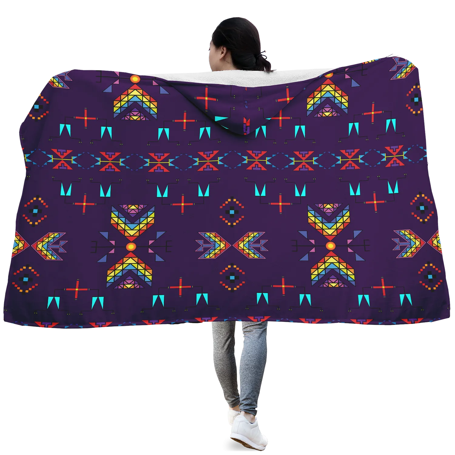 Rainy Chief Rainbow Dark Purple Hooded Blanket