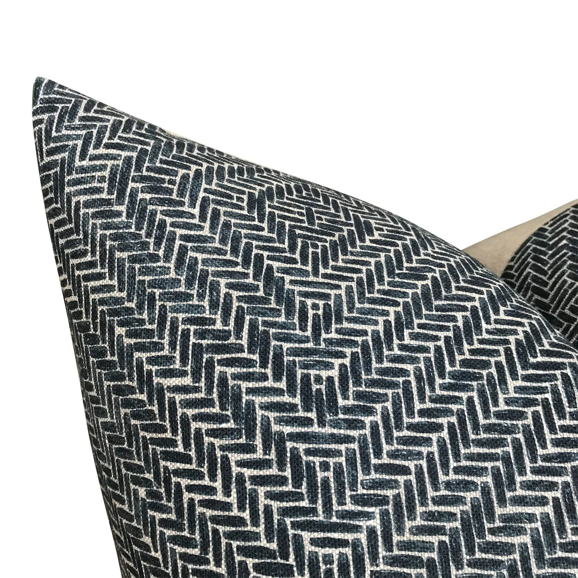 READY TO SHIP Designer Clay McLaurin Rattan Pillow Cover in Indigo Decorative Pillow Cover