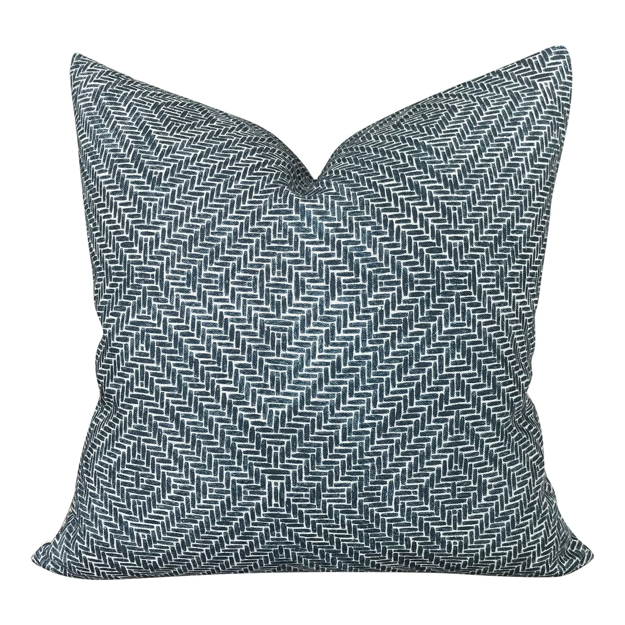 READY TO SHIP Designer Clay McLaurin Rattan Pillow Cover in Indigo Decorative Pillow Cover