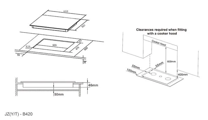 ROBAM 老板 B420 Glass 4 Burner 600mm JZ(T/Y)-B420