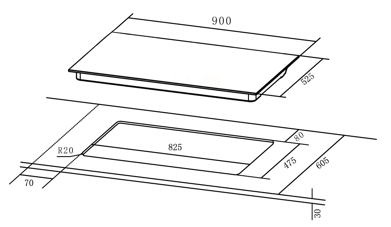 ROBAM 老板 B520 900MM Glass 5 Burner Gas Hob JZ(T/Y)-G520