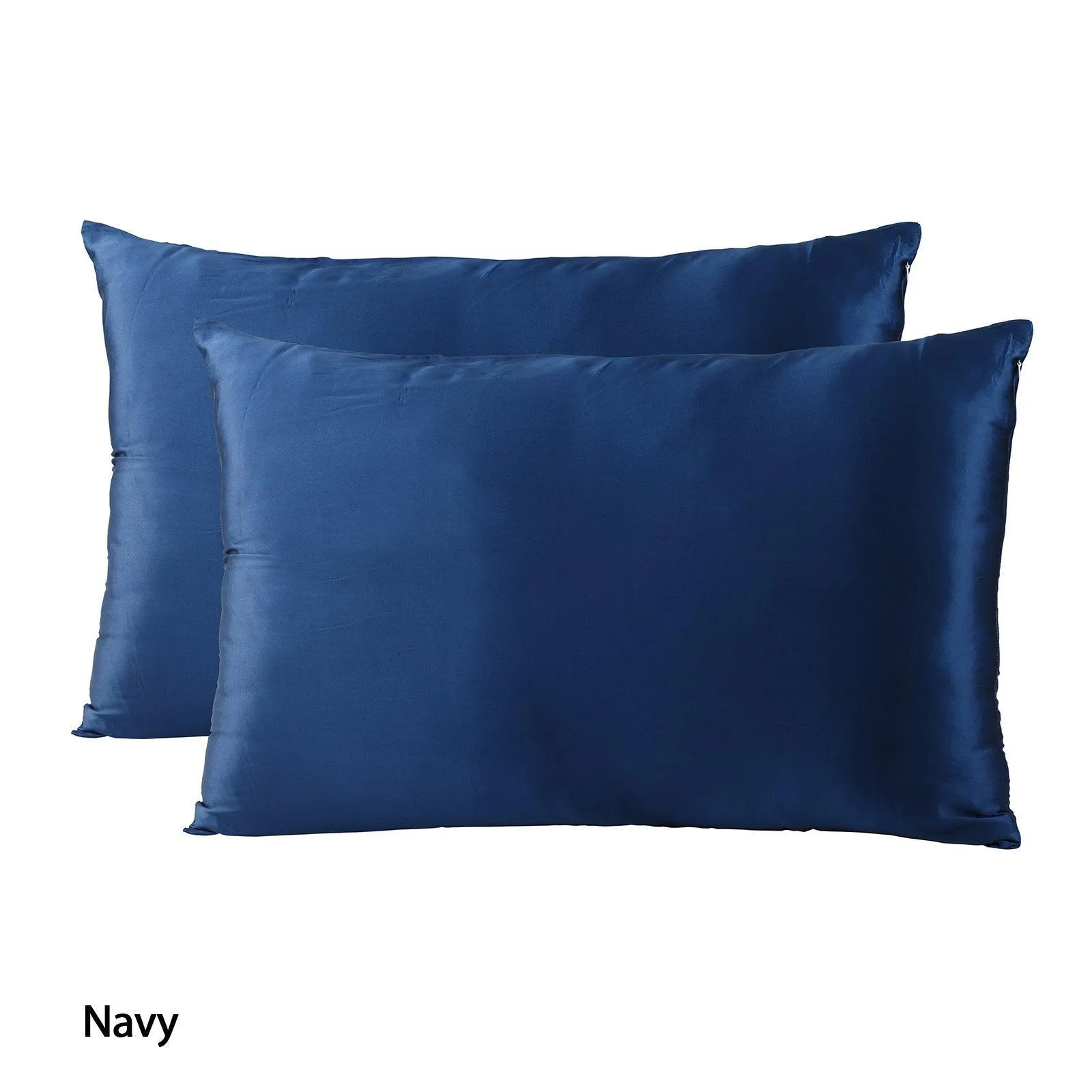 Royal Comfort Mulberry Soft Silk Hypoallergenic Pillowcase Twin Pack 51 x 76cm - Navy