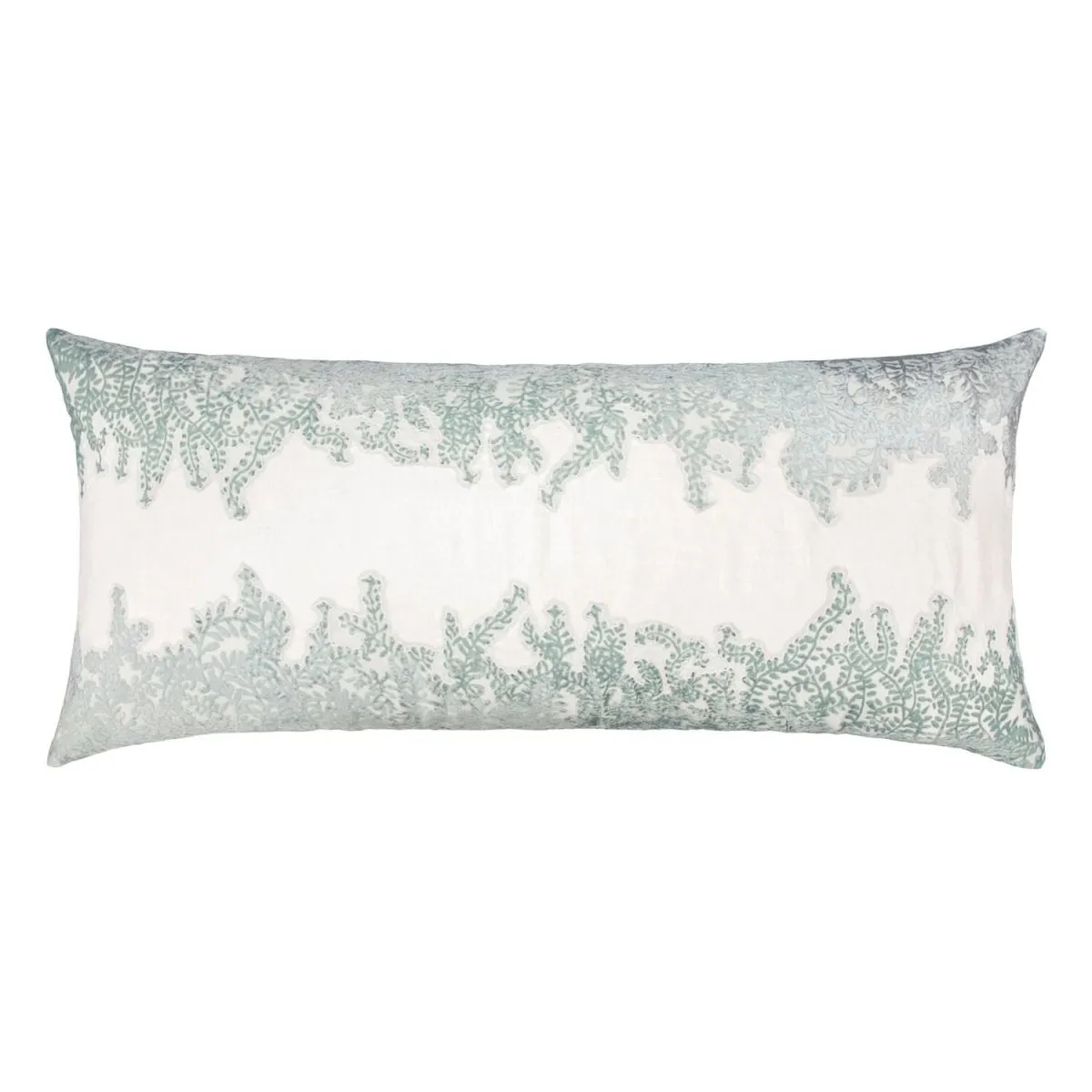 Sage & White Ferns Velvet Appliqué Pillow