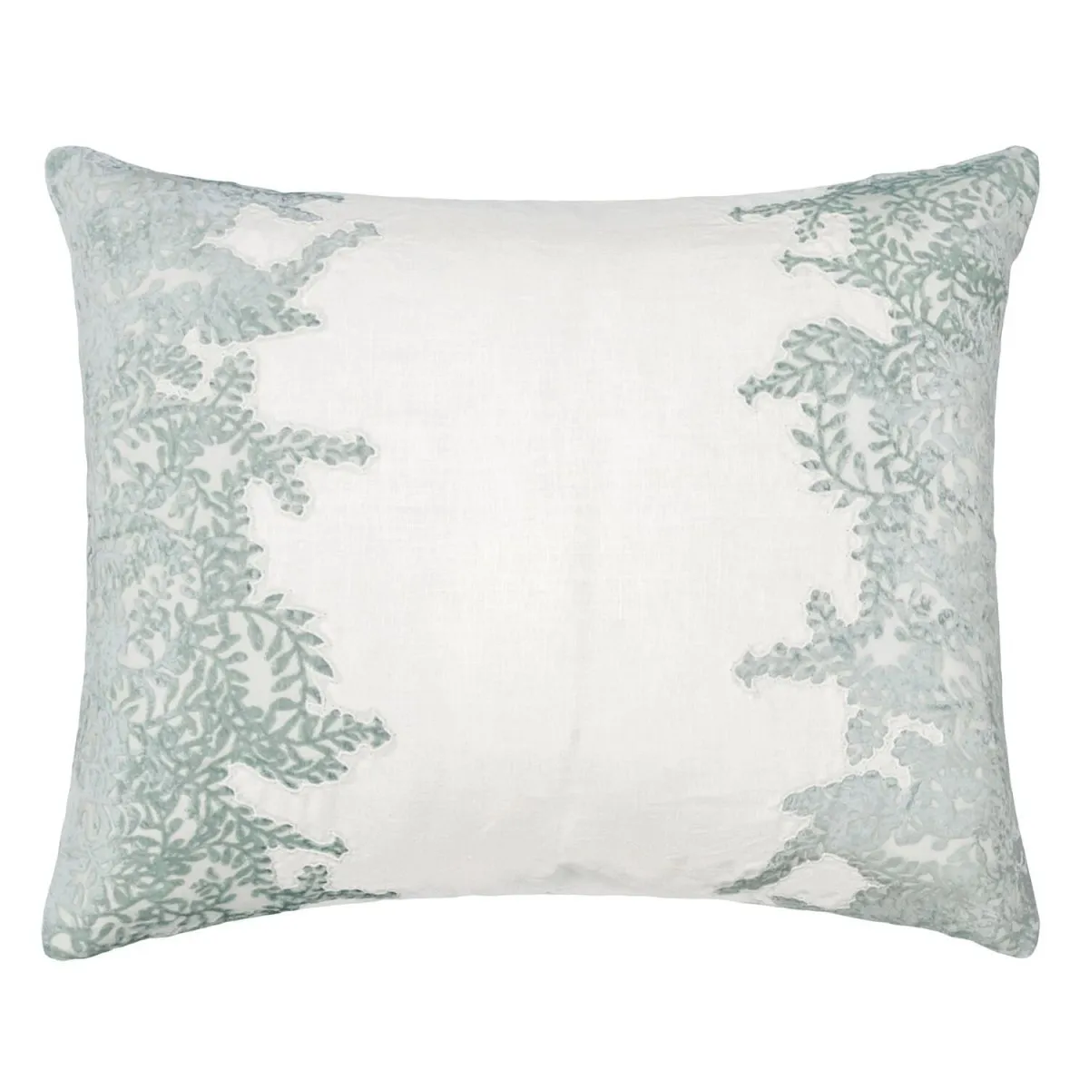 Sage & White Ferns Velvet Appliqué Pillow