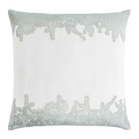 Sage & White Ferns Velvet Appliqué Pillow