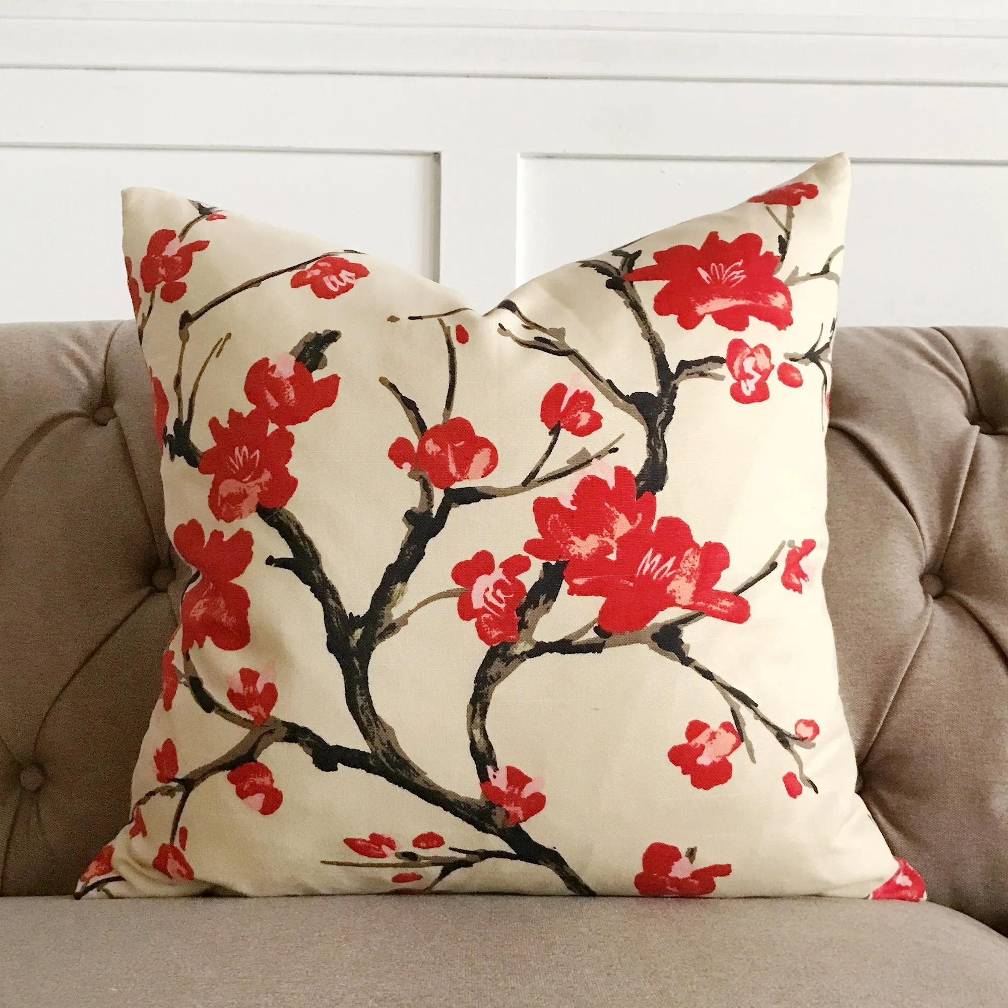 Sakura Japanese Floral Throw Pillow Cover 20x20