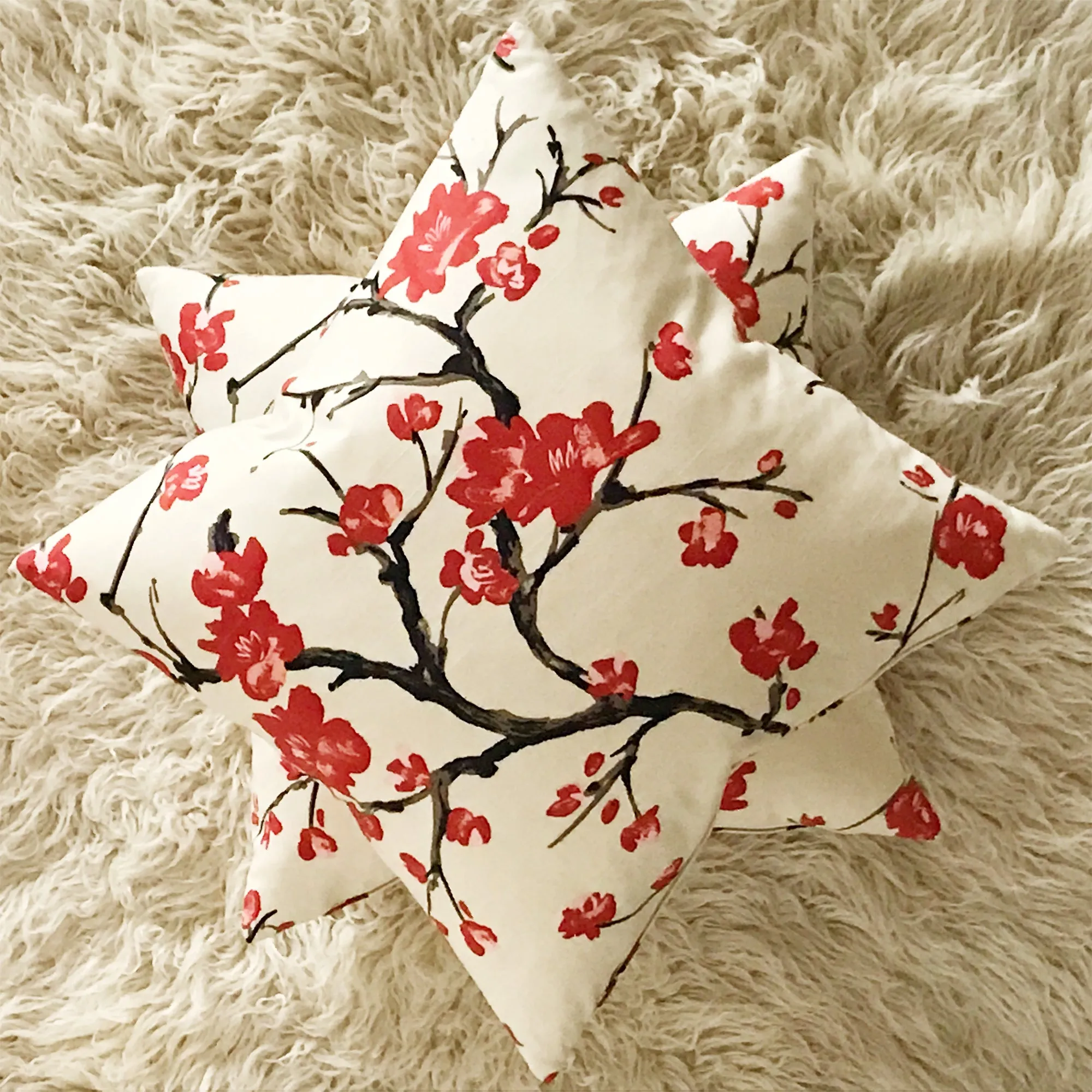 Sakura Japanese Floral Throw Pillow Cover 20x20