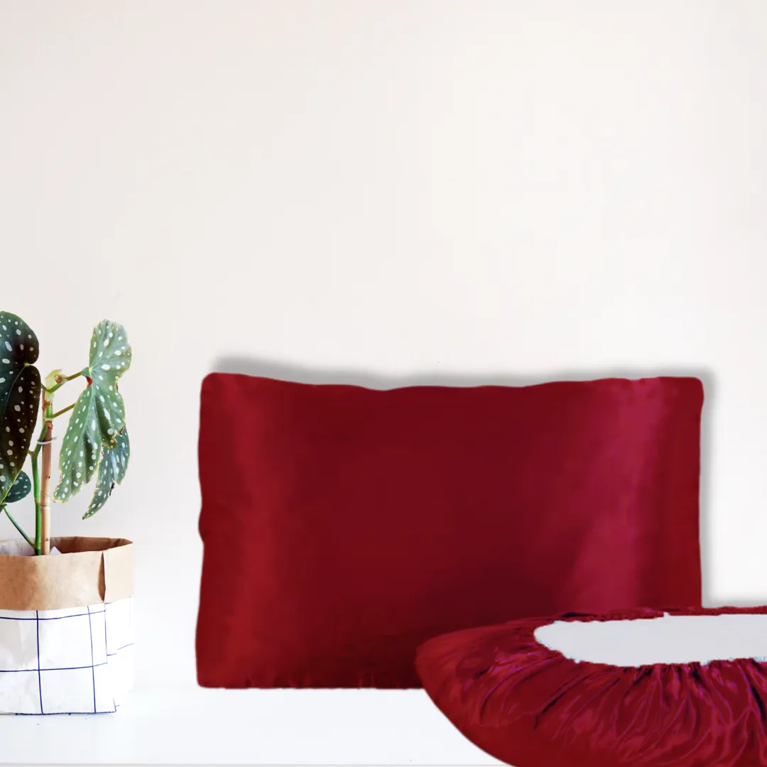 Satin Silk Rosewood Red Pillowcase