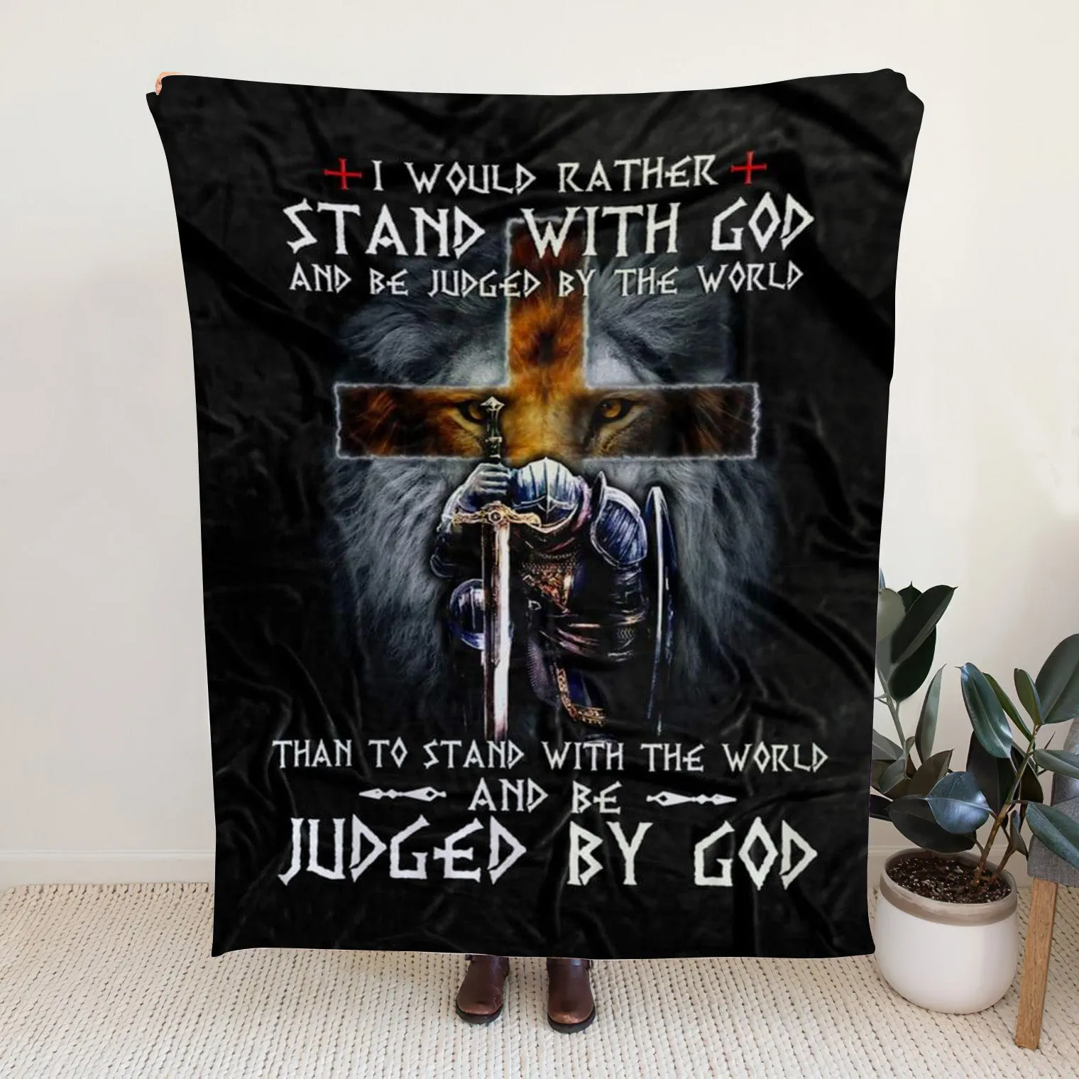 Sherpa Fleece Blanket - I Would Rather Stand With God Christian Blanket - Ciaocustom