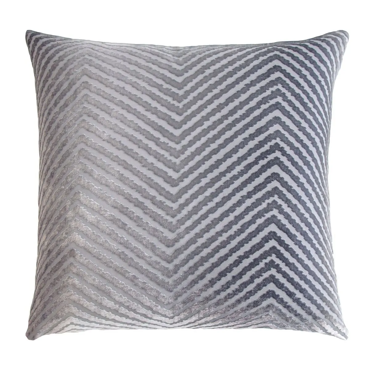 Silver Gray Chevron Velvet Pillows by Kevin O'Brien Studio