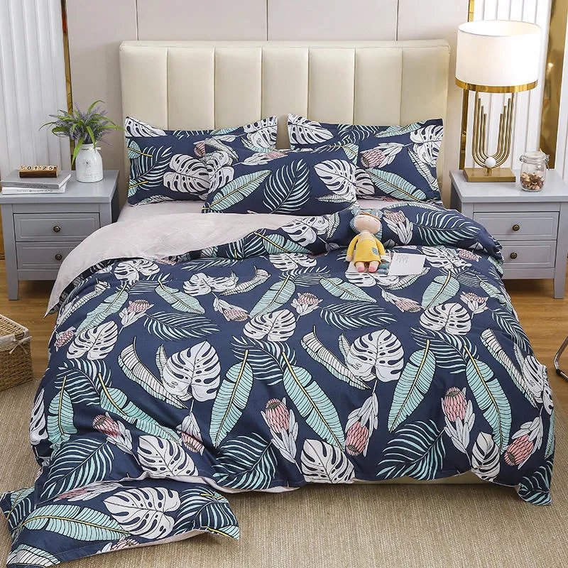 Simple Cotton Sanding Four-piece Set Thickening Small Bed Quilt Cover