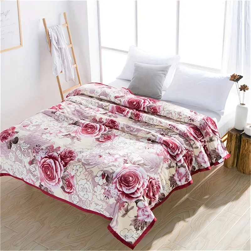 Soft Flower Print Flannel Blanket  Perfect Gift All Season