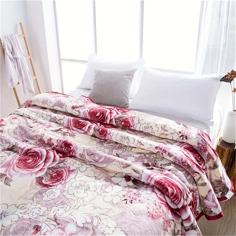 Soft Flower Print Flannel Blanket  Perfect Gift All Season