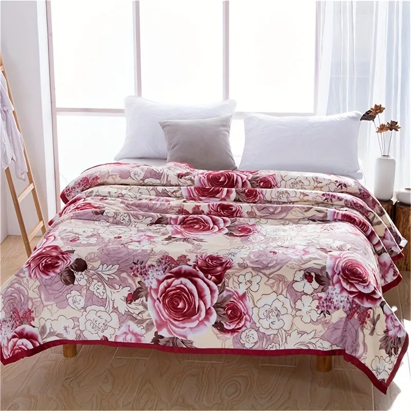 Soft Flower Print Flannel Blanket  Perfect Gift All Season