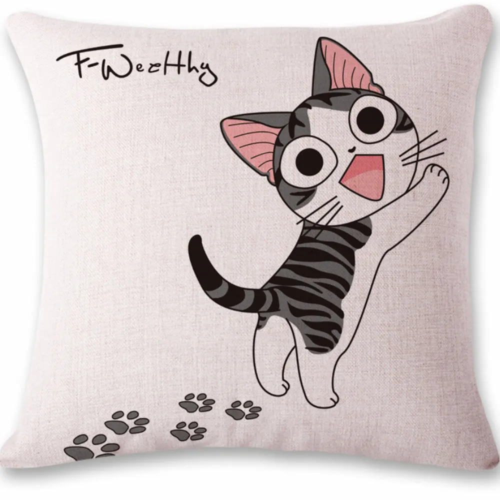 Square throw Pillow Covers with Anime Kitty Images pack of 4 (with or without inserts)