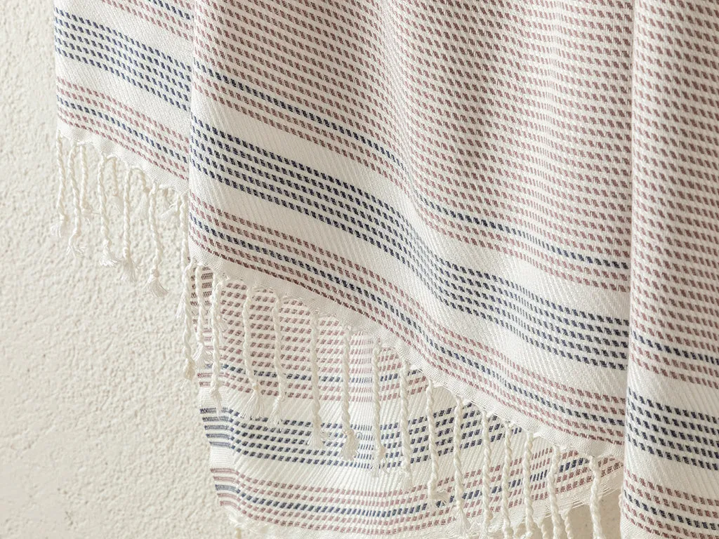 Super Soft Peshtemal - Turkish Bath/Beach Towel – Beige & Dark Blue