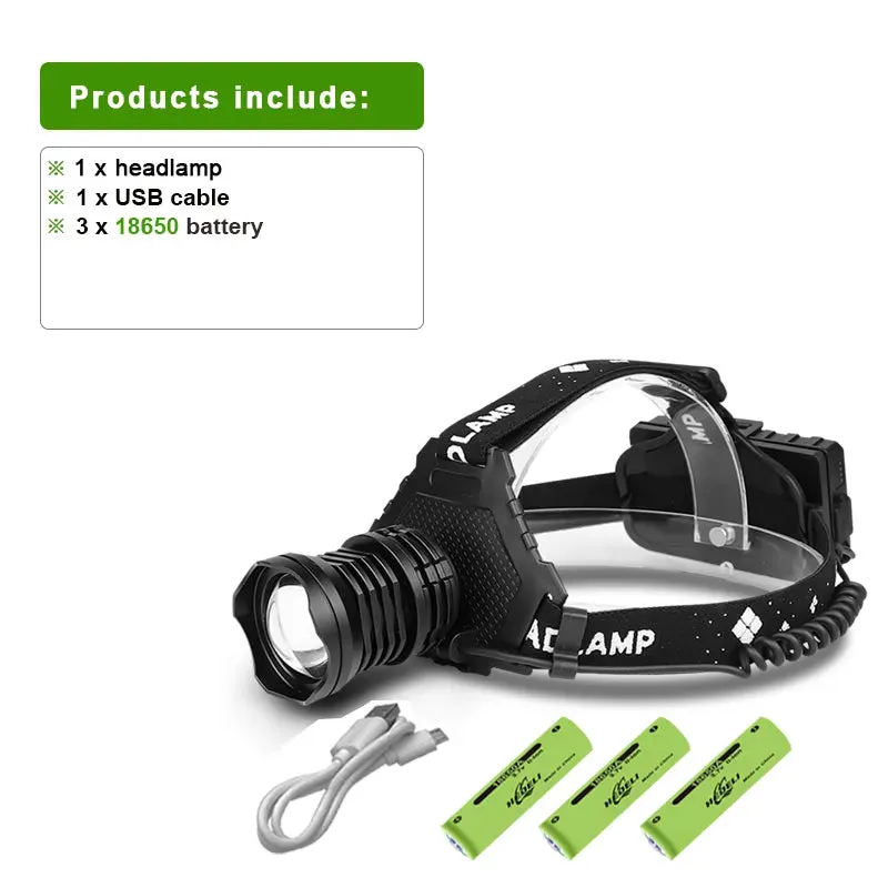 Super XHP199 LED Headlamp Headlight Powerful Head Flashlight USB Rechargeable Head Lamp Torch Light Lantern For Camping Fishing