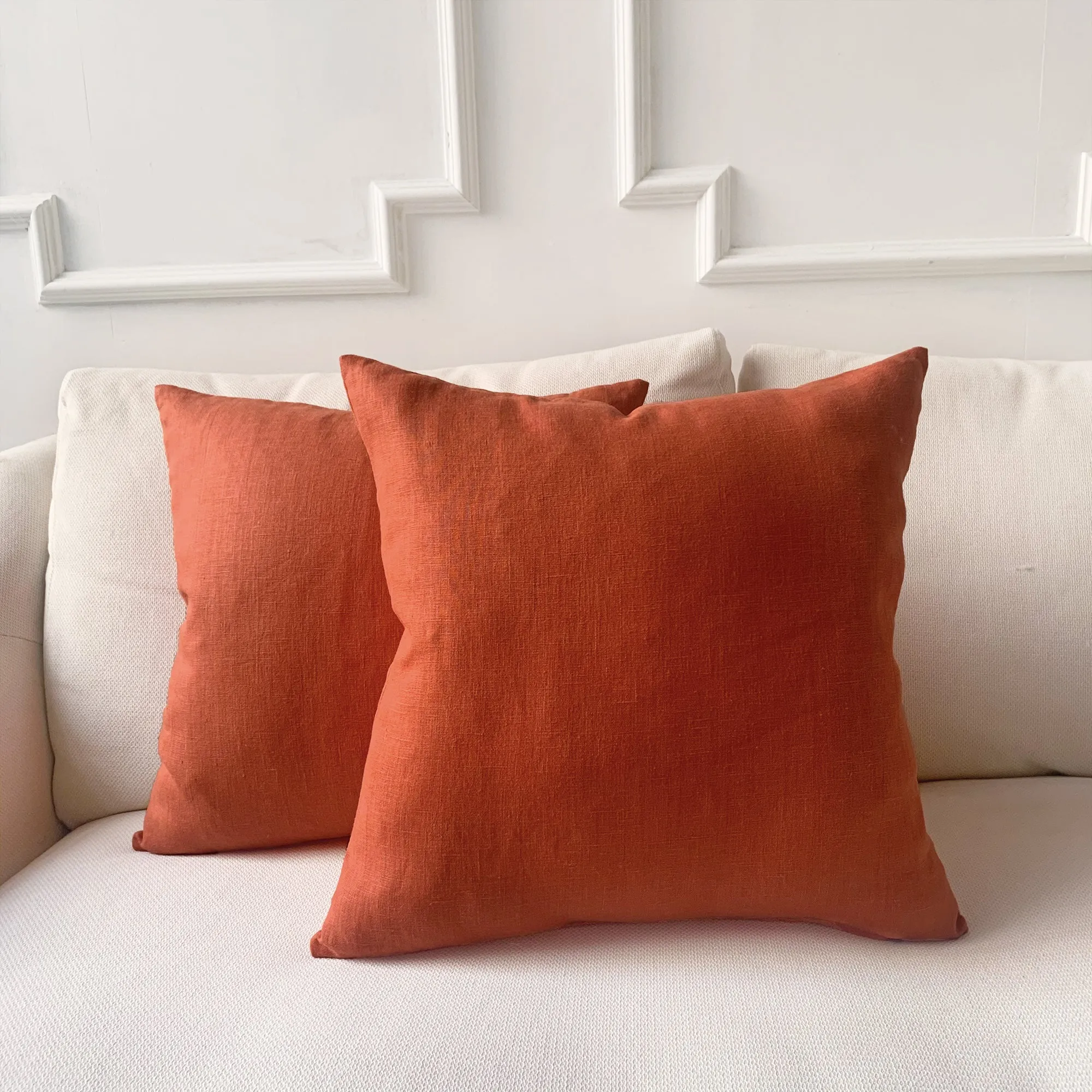 Tangerine Solid Throw Pillow Cover 20x20