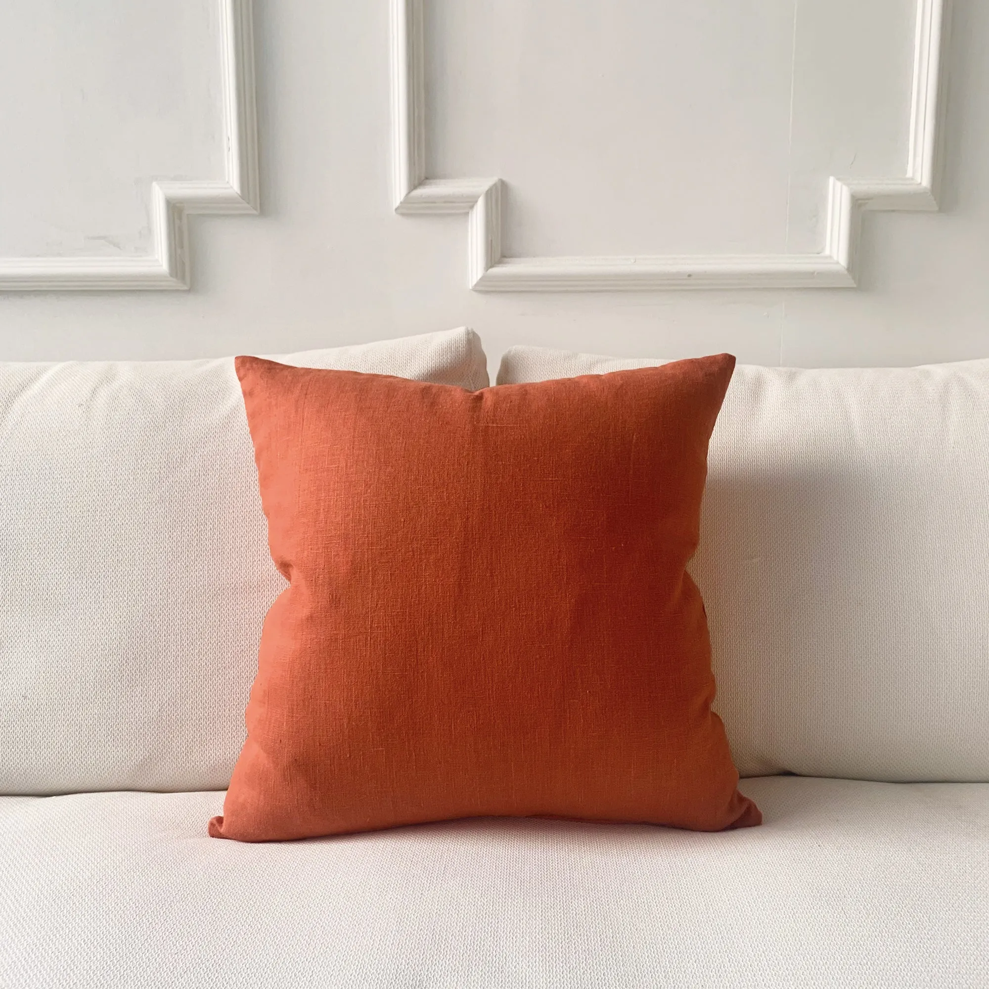 Tangerine Solid Throw Pillow Cover 20x20