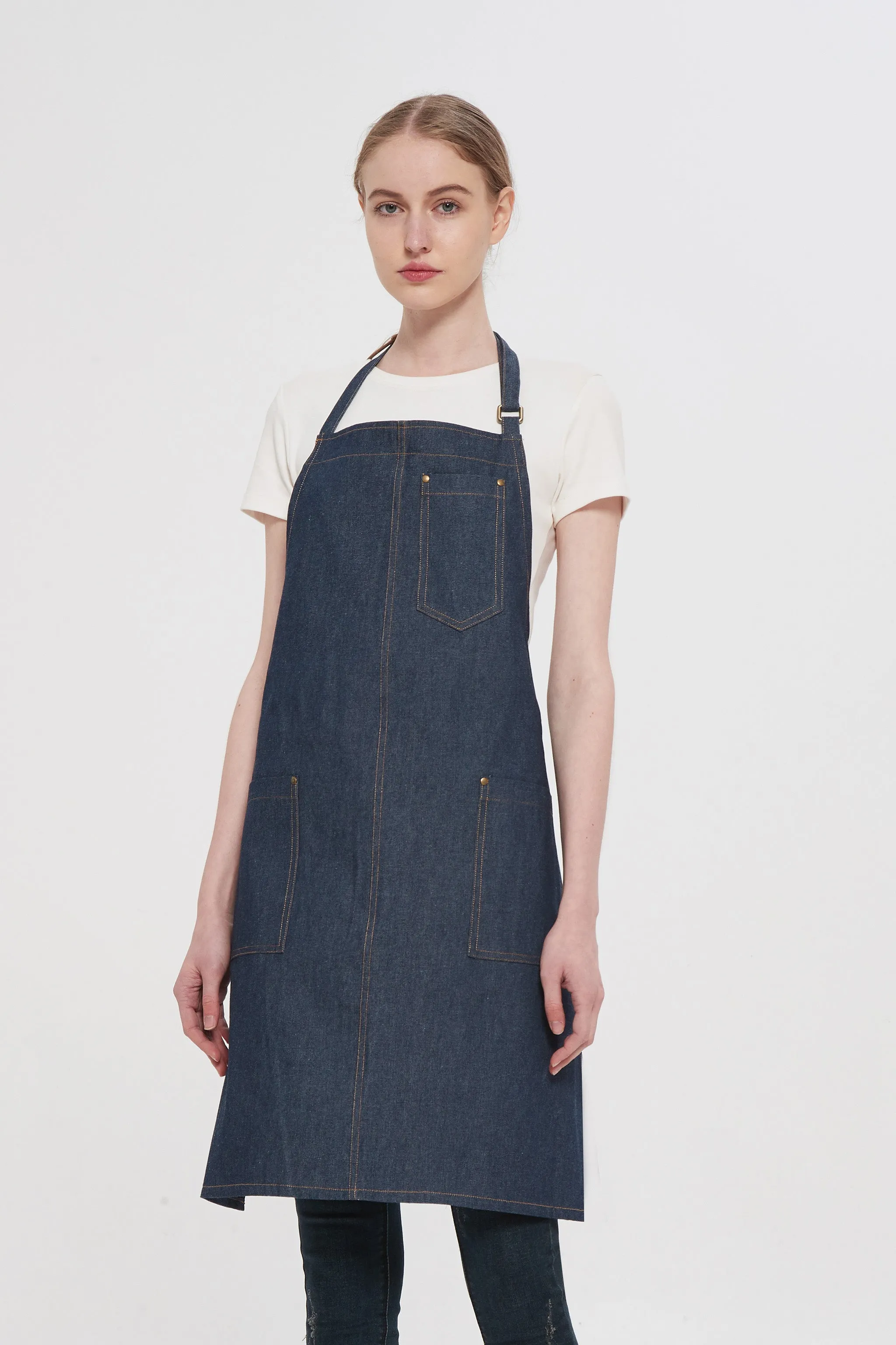 Taylor Denim Bib Apron, Blue