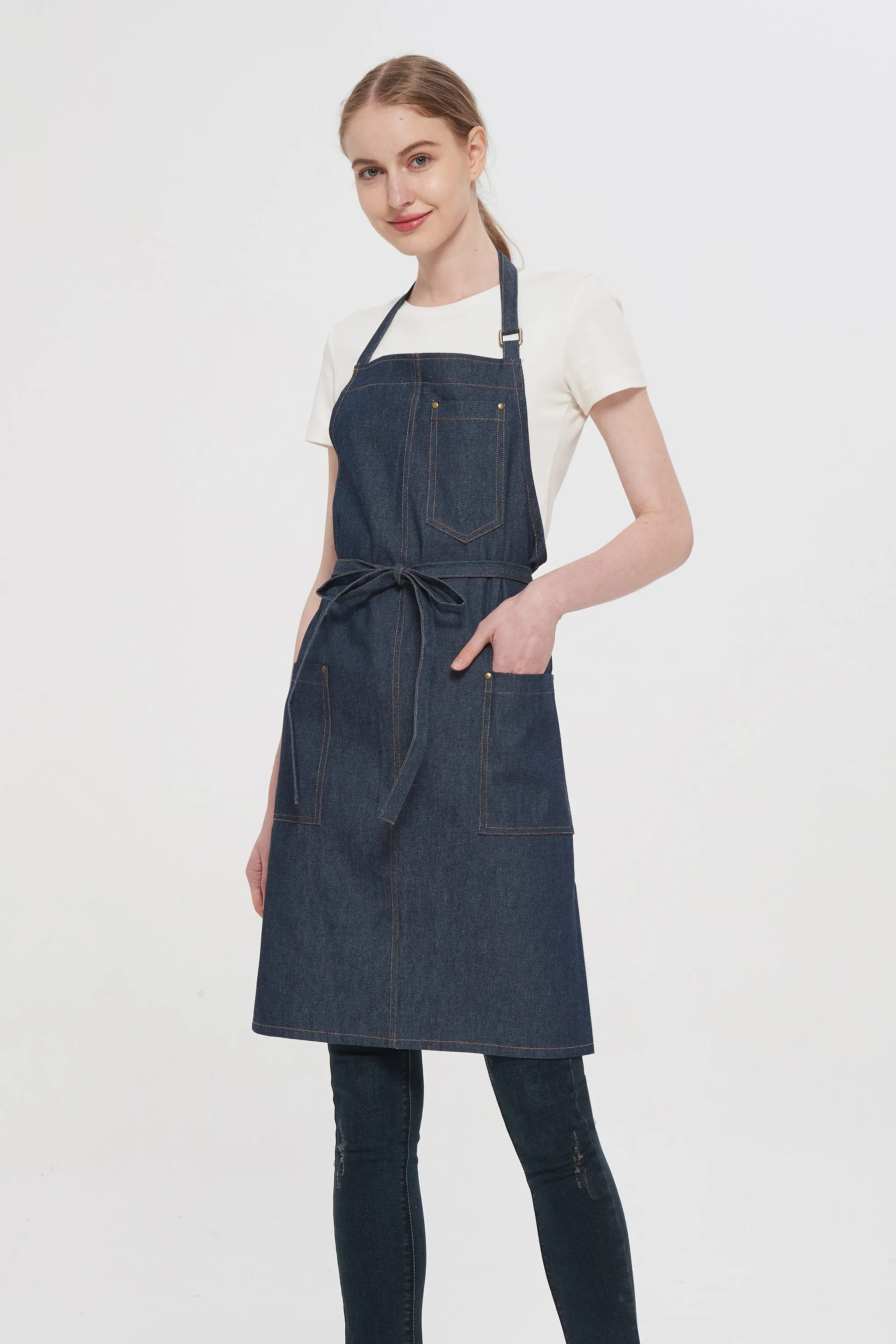 Taylor Denim Bib Apron, Blue