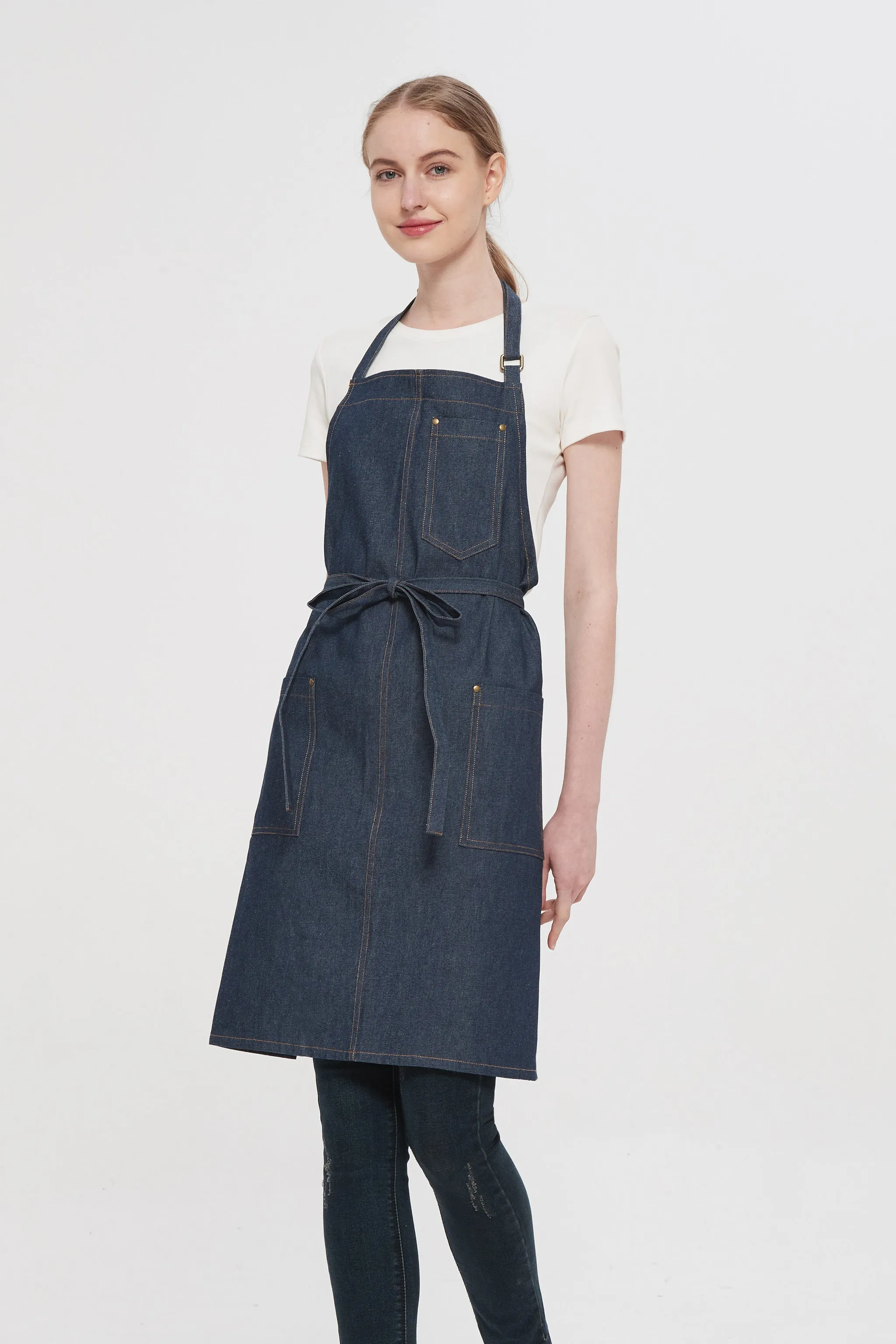 Taylor Denim Bib Apron, Blue