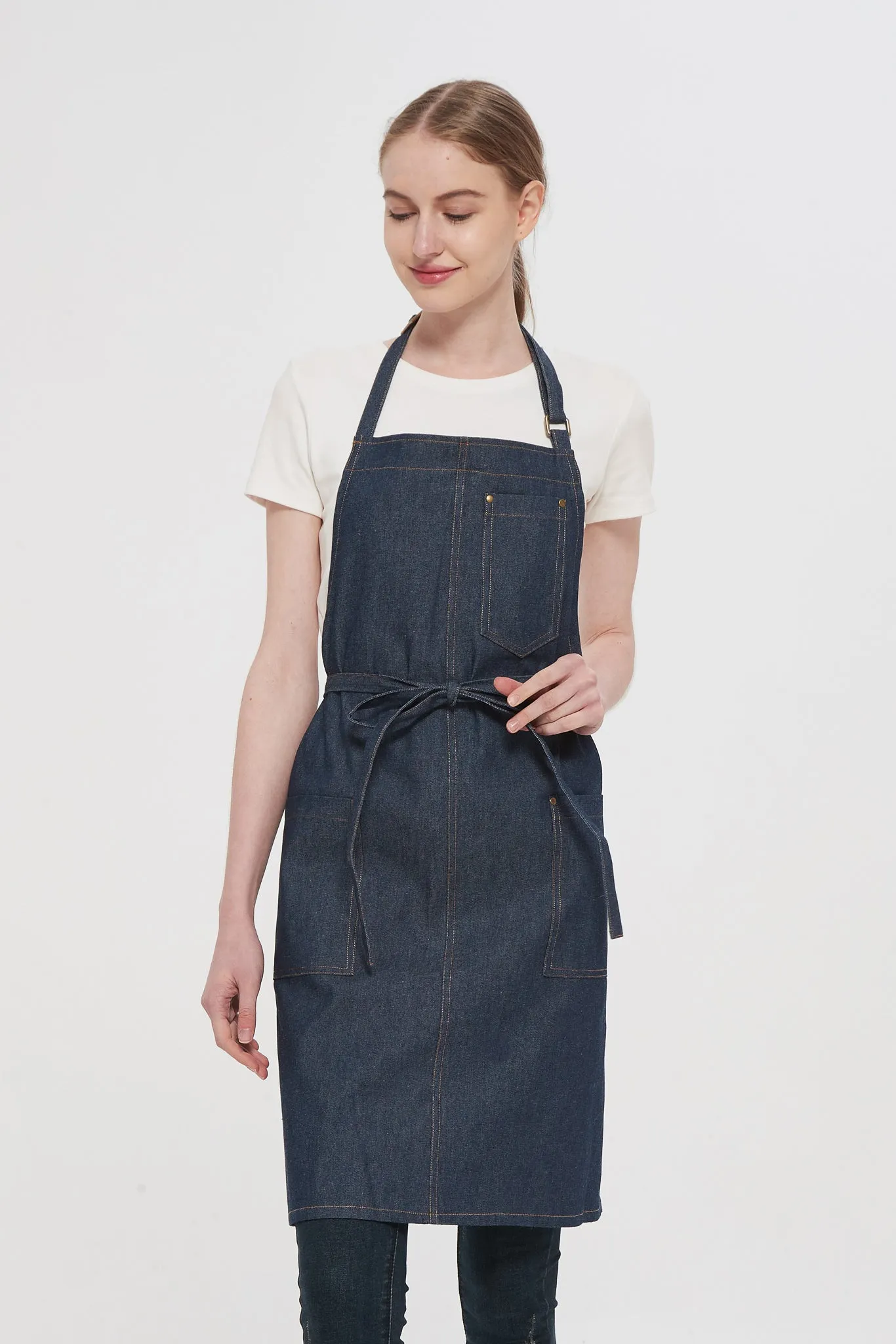 Taylor Denim Bib Apron, Blue