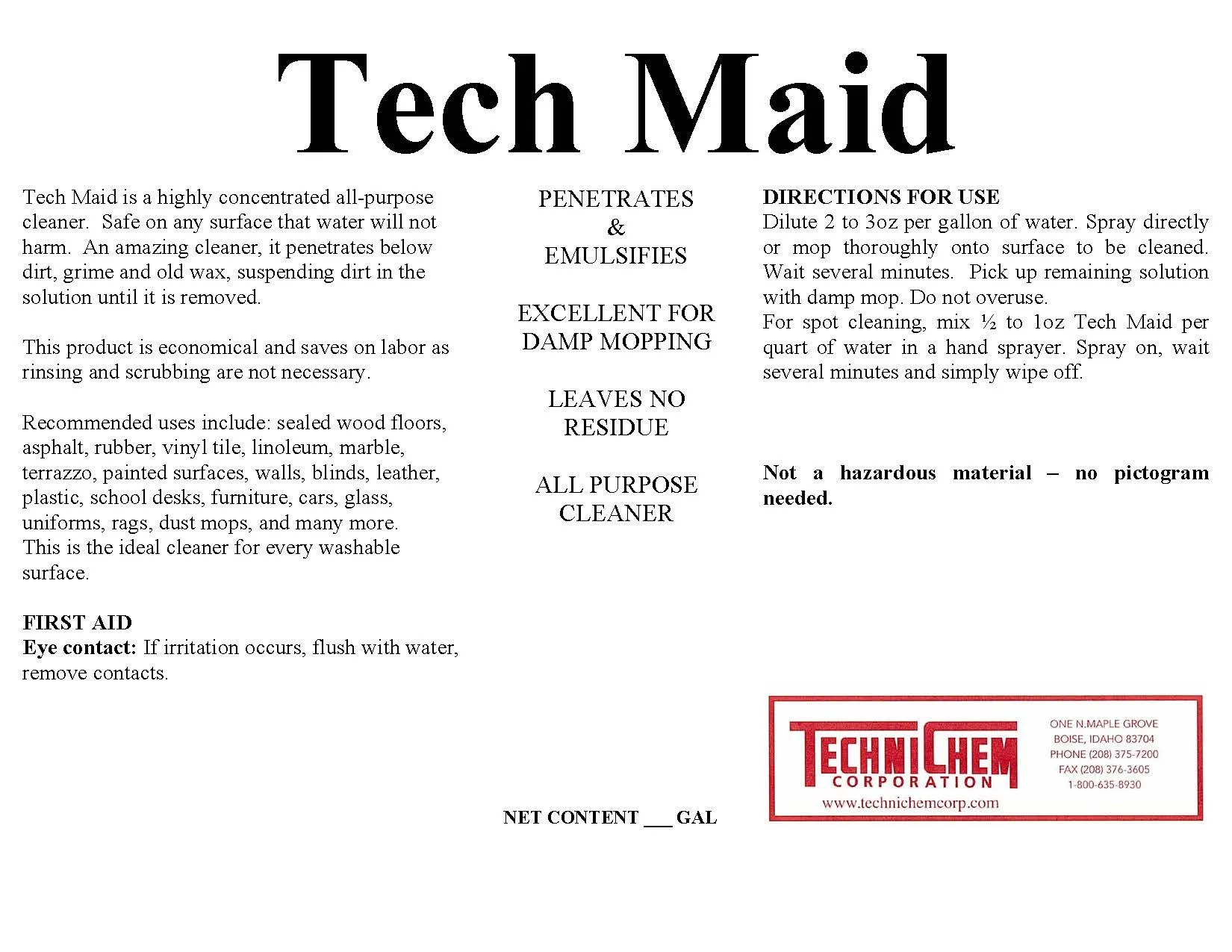 TECH MAID, Floor Cleaner