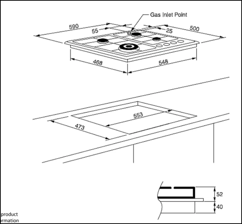 Technika H640STXFPRO-3 60cm Gas Cooktop