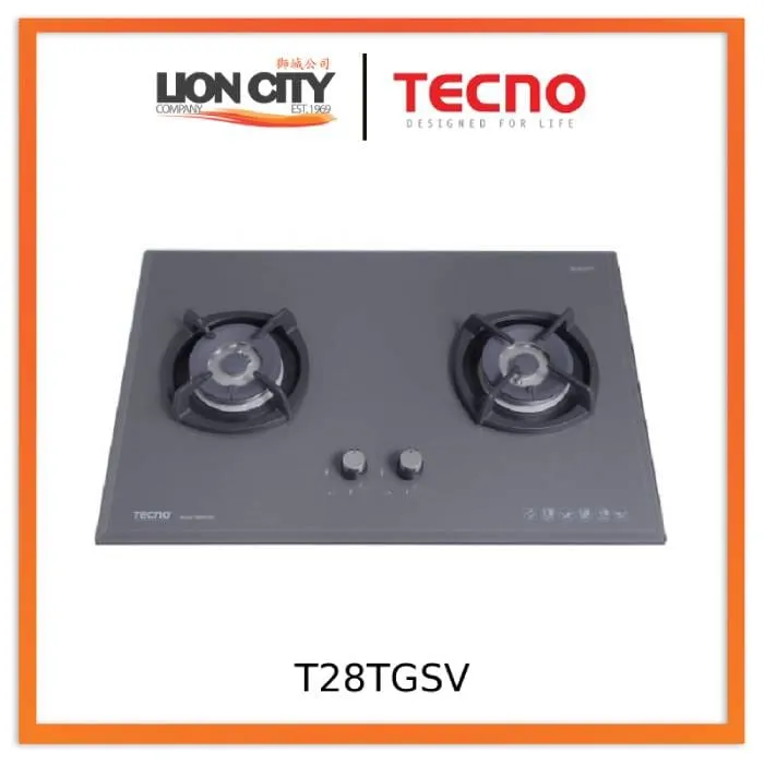 Tecno Uno T 28 TGSV Toughened Glass Hob (SCHOTT)  75cm, V.V.S, INFERNO*  2 Burners (2x Big)