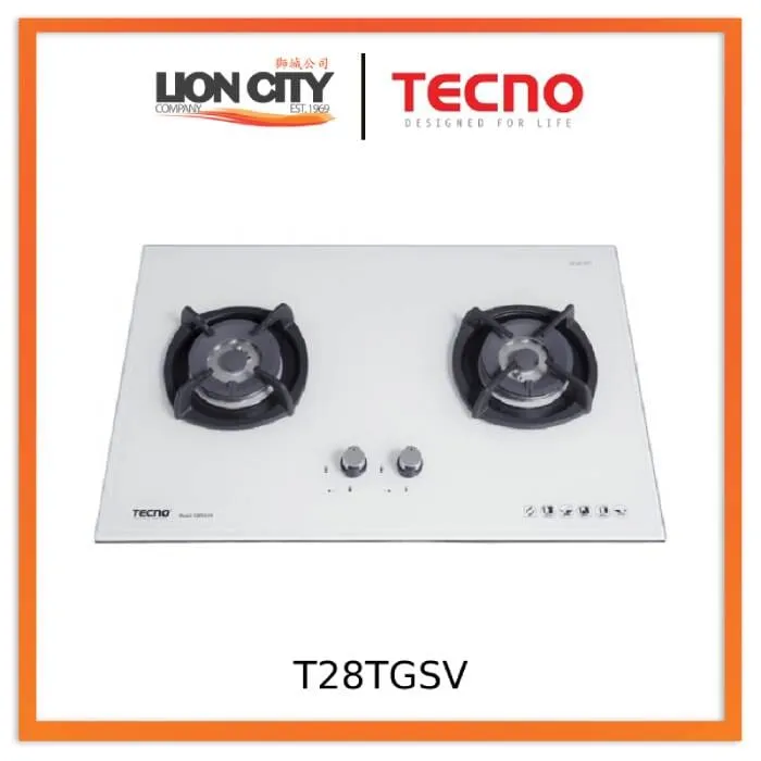 Tecno Uno T 28 TGSV Toughened Glass Hob (SCHOTT)  75cm, V.V.S, INFERNO*  2 Burners (2x Big)