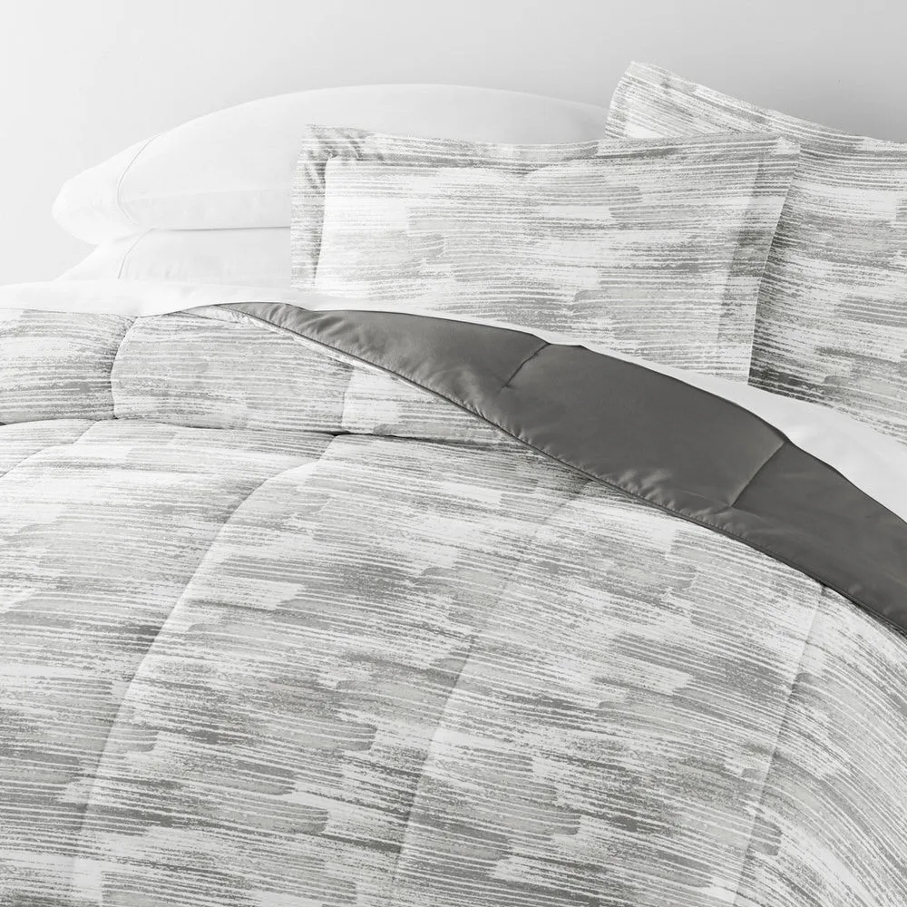 Textured Stripe Reversible Down-Alternative Comforter Set - 12 Days of Deals