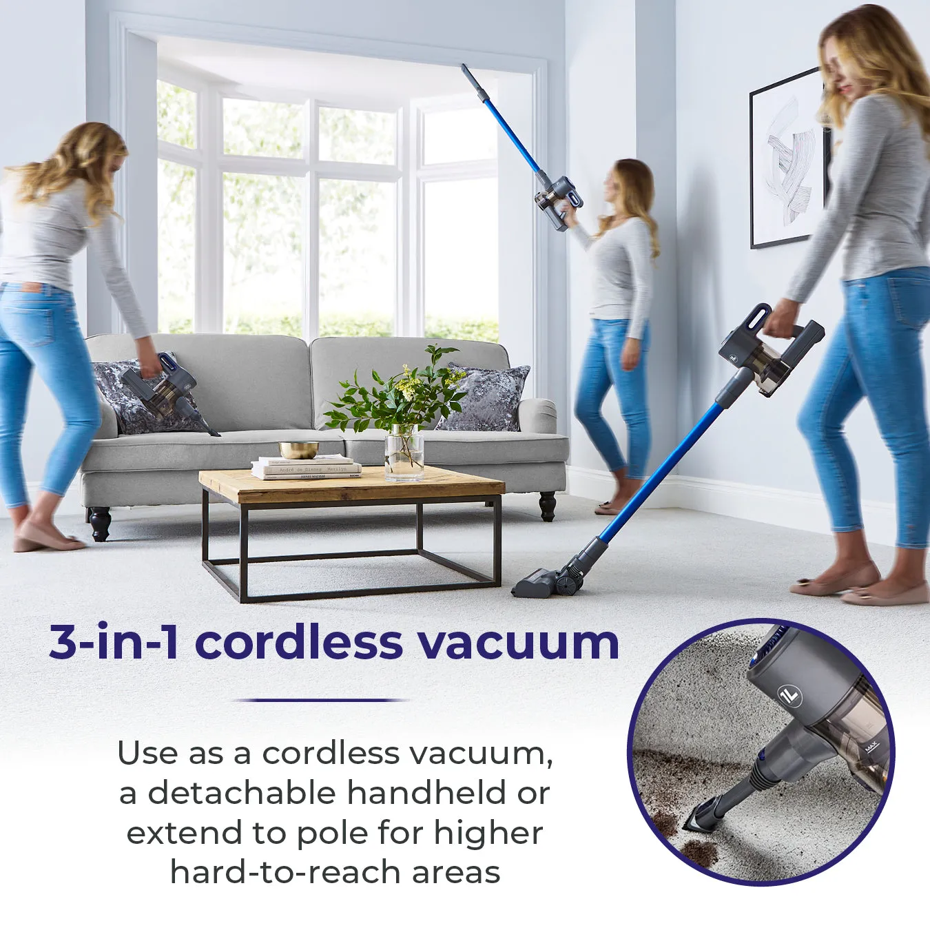 Tower VL30 Plus 22.2V Cordless 3-IN-1 DC Vacuum Cleaner - Blue