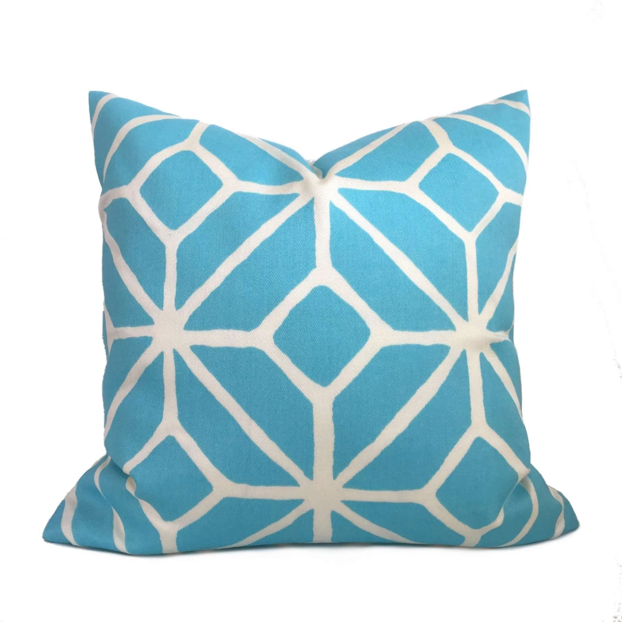 Trina Turk Schumacher Trellis Print Pool Blue White Indoor Outdoor Pillow Cover